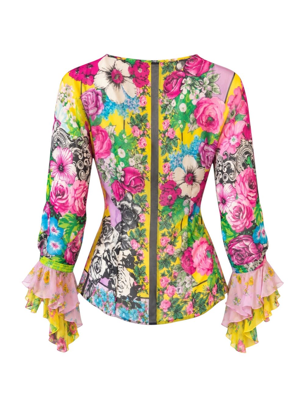 SS93 MUTICOLOR FLORAL BLOUSE W/ RUFFLE SLEEVES @JCCG