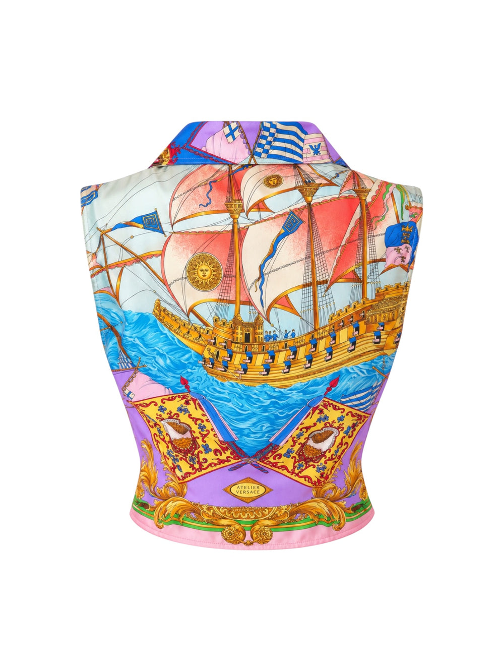 SS93 SILK BAROQUE NAUTICAL PRINTED TIE UP VEST @JCCG