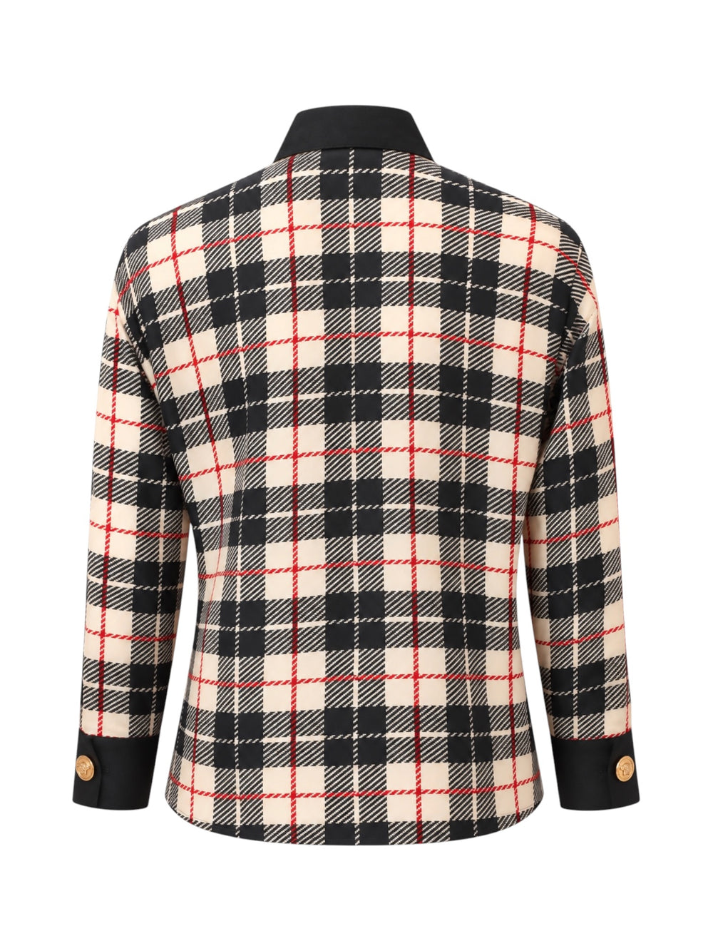 SILK B&W TARTAN PRINTED L/S BUTTON DOWN @JCCG