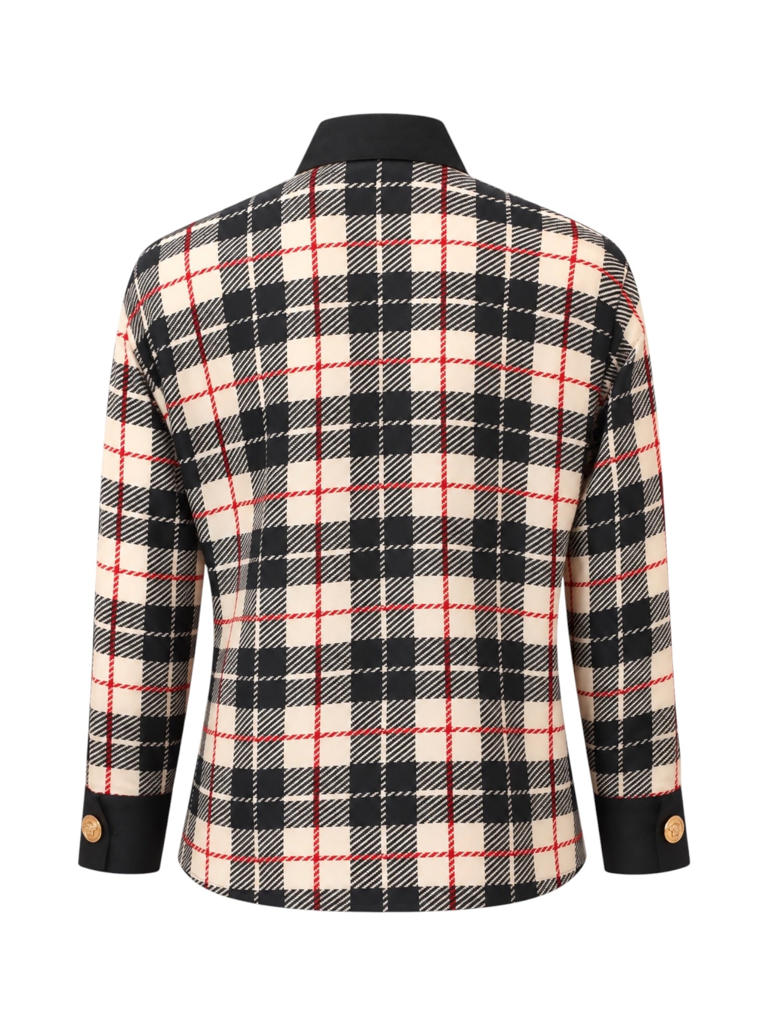 SILK B&W TARTAN PRINTED L/S BUTTON DOWN @JCCG