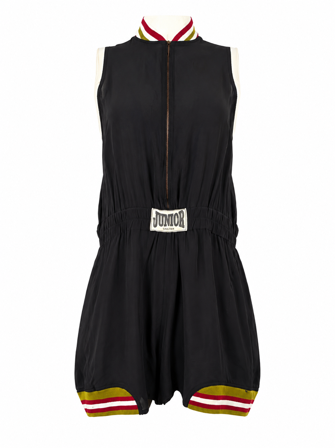 SS90 BLACK VISCOSE ROMPER W/ LOGO