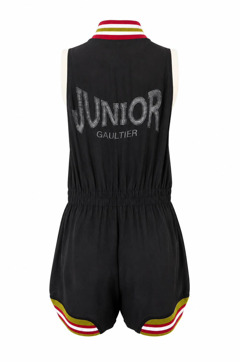 SS90 BLACK VISCOSE ROMPER W/ LOGO