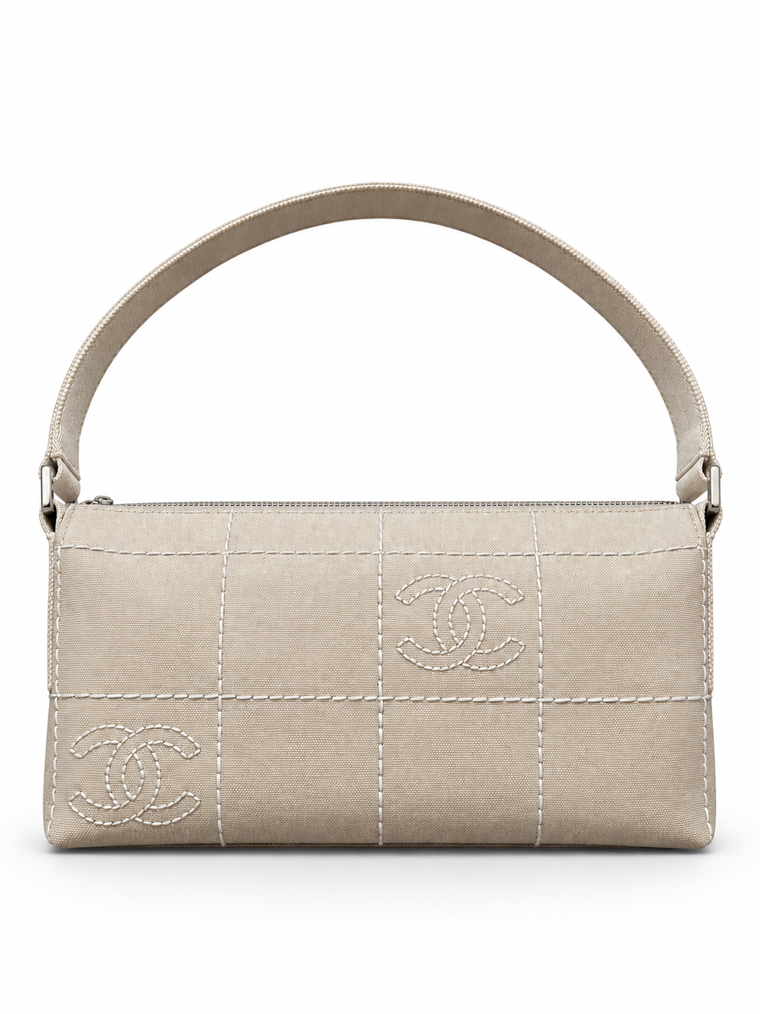2003 CREAM CANVAS STITCH LOGO SHOULDER BAG @SM