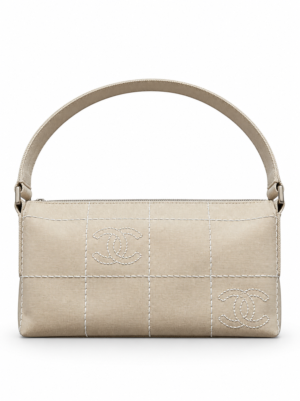 2003 CREAM CANVAS STITCH LOGO SHOULDER BAG @SM