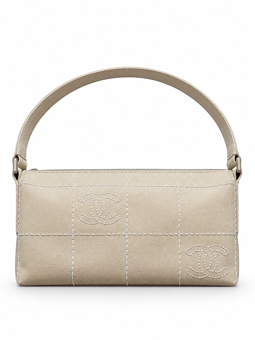 2003 CREAM CANVAS STITCH LOGO SHOULDER BAG @SM