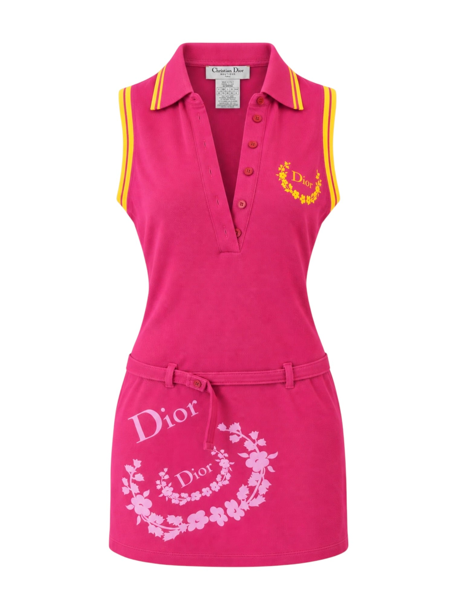 FW04 PINK & YELLOW SLEEVELESS COLLARED MINI DRESS @SM