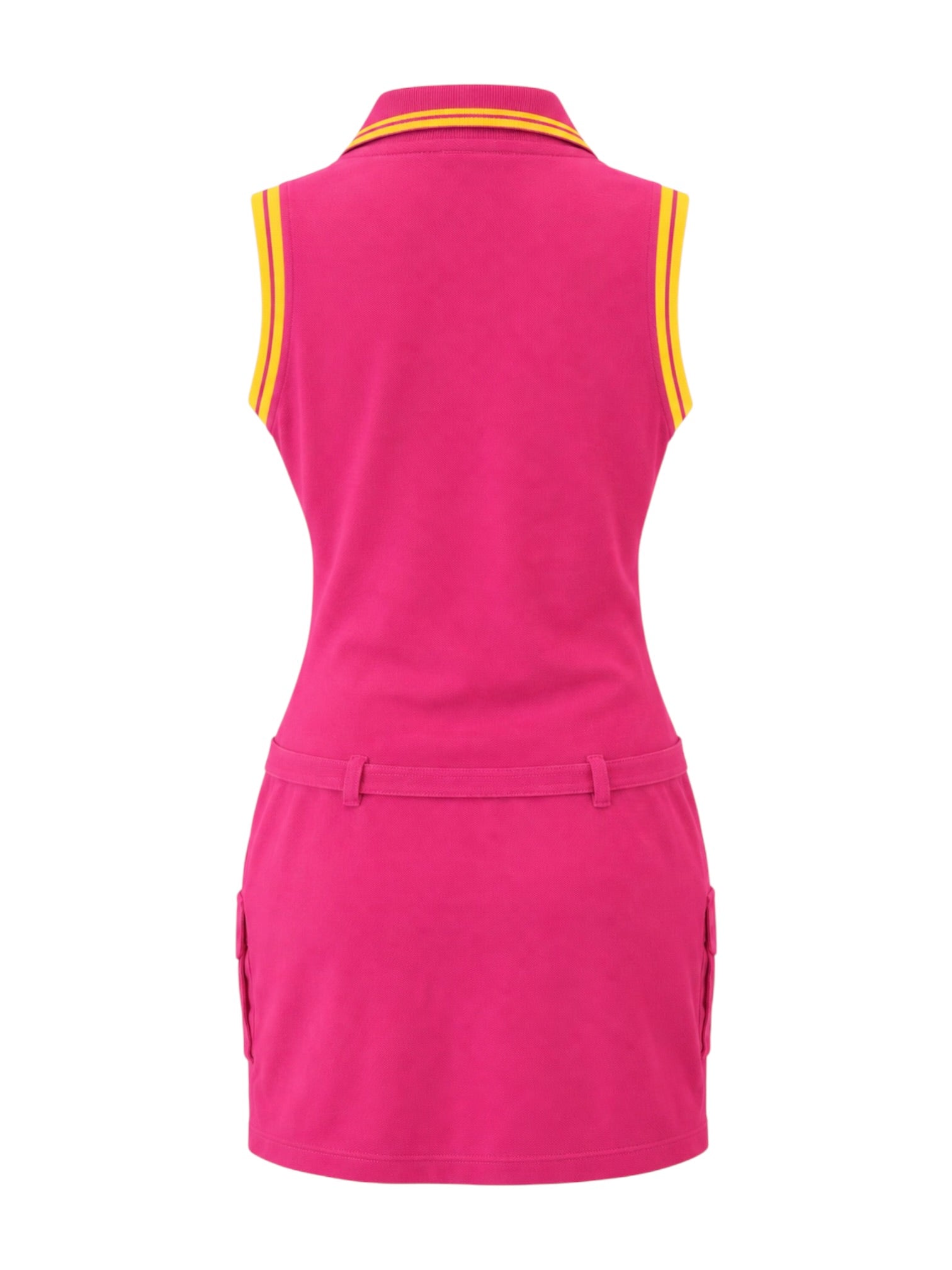 FW04 PINK & YELLOW SLEEVELESS COLLARED MINI DRESS @SM