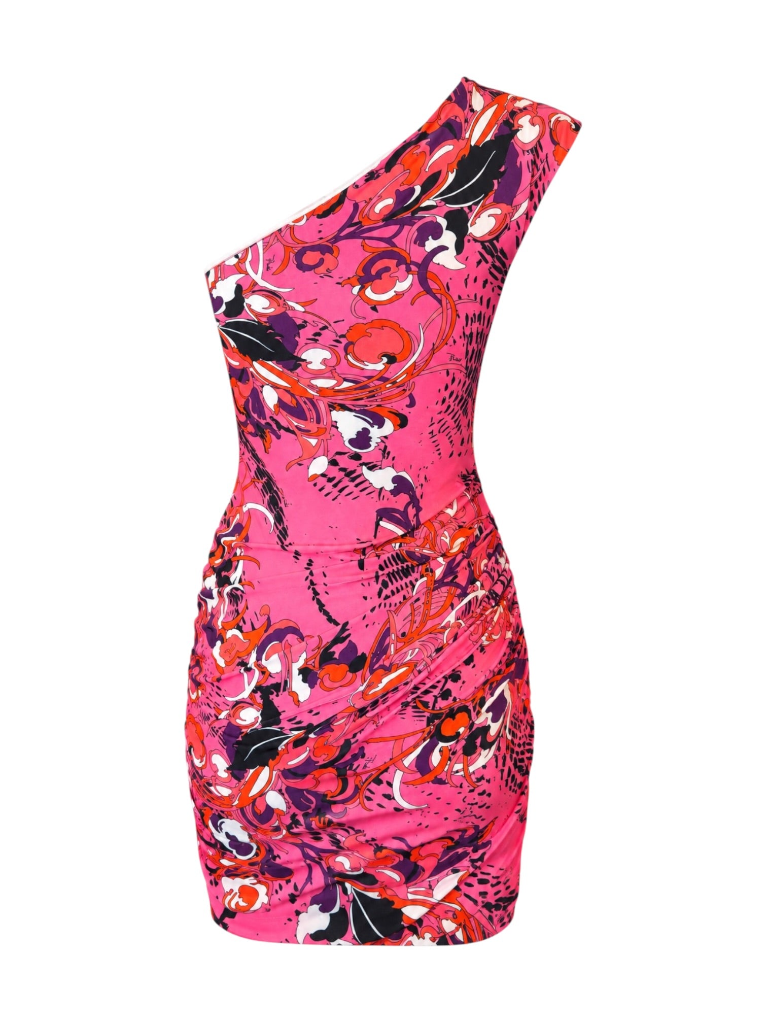 PINK AND BLACK ONE SHOULDER MINI DRESS @SM