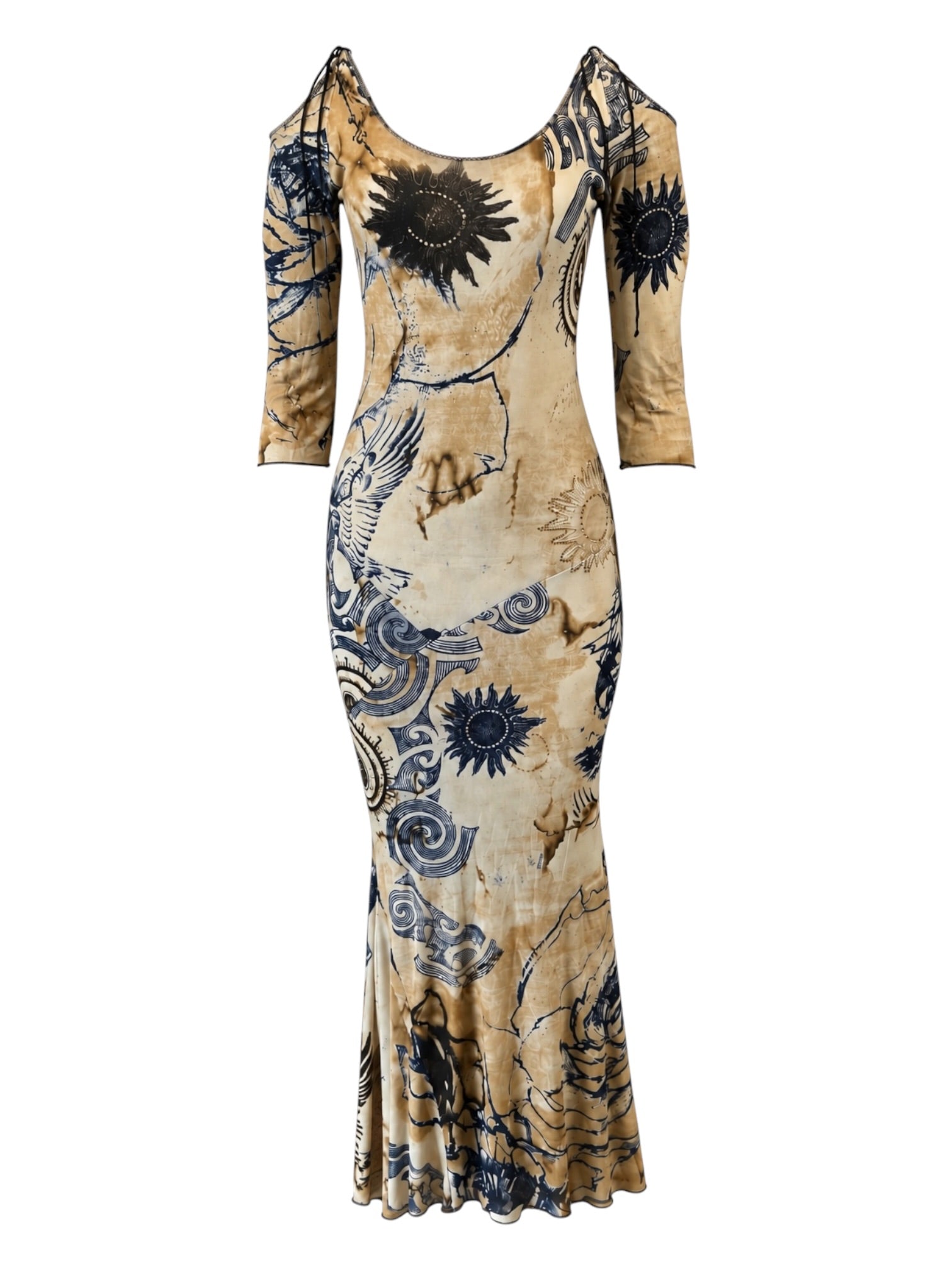 SUN STENCIL PRINTED L/S MAXI DRESS @SM