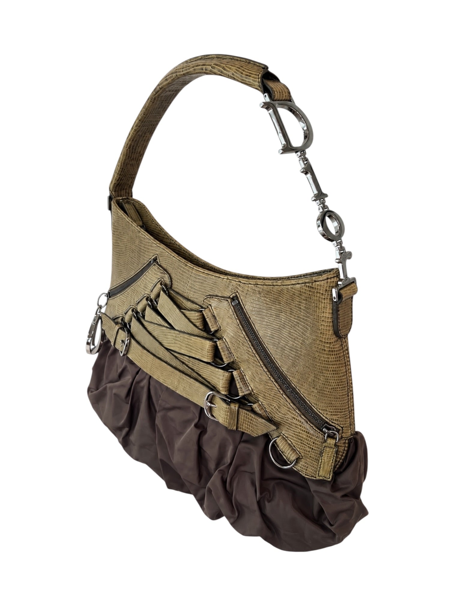 2004 GREEN LIZARD EMBOSSED CORSETED HOBO BAG @SM