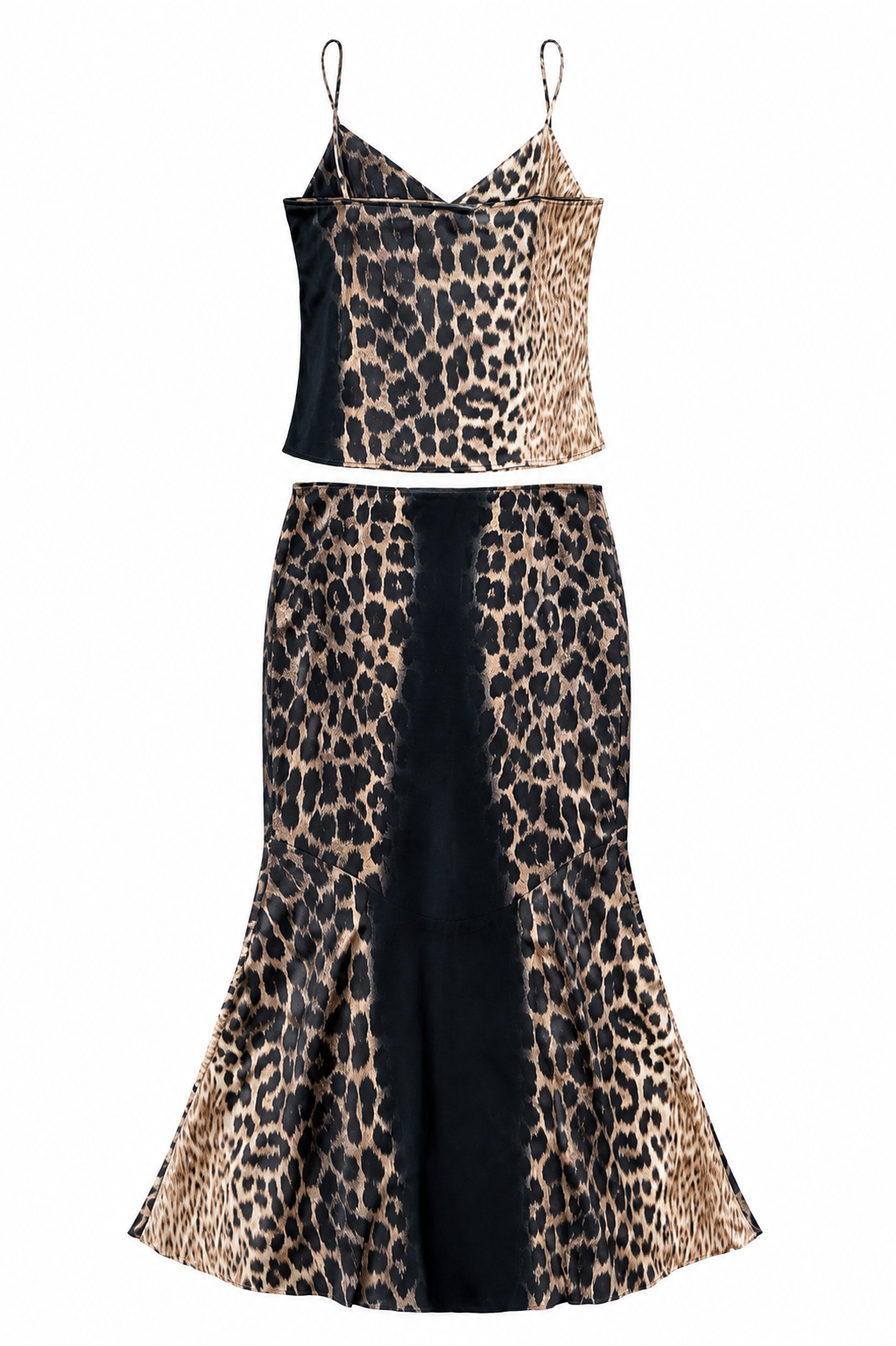 00S BLACK/BEIGE LEOPARD PRINT CAMI/SKIRT SET