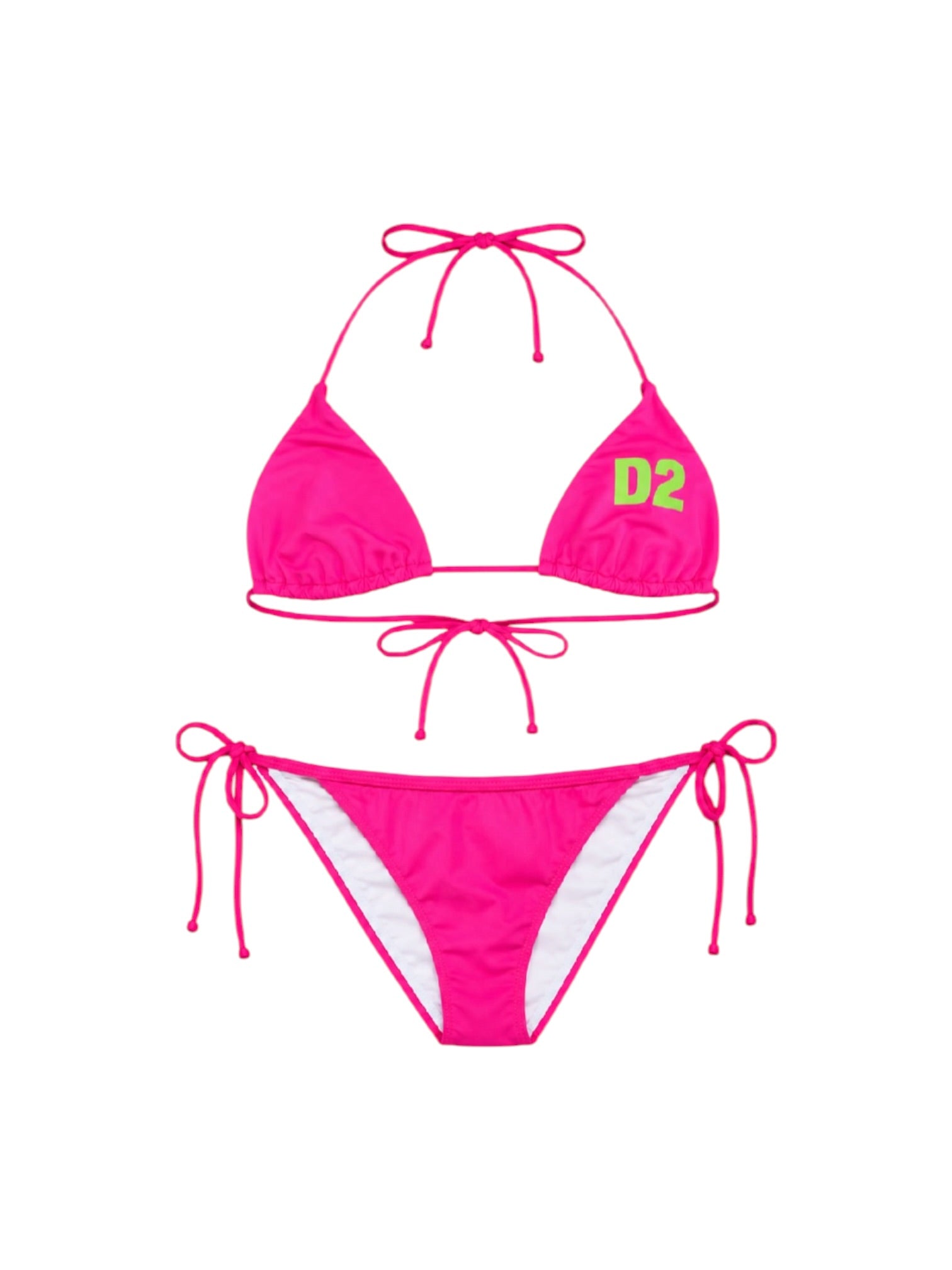 HOT PINK BIKINI W GREEN LOGO PRINT (NWT/COMES W POUCH)