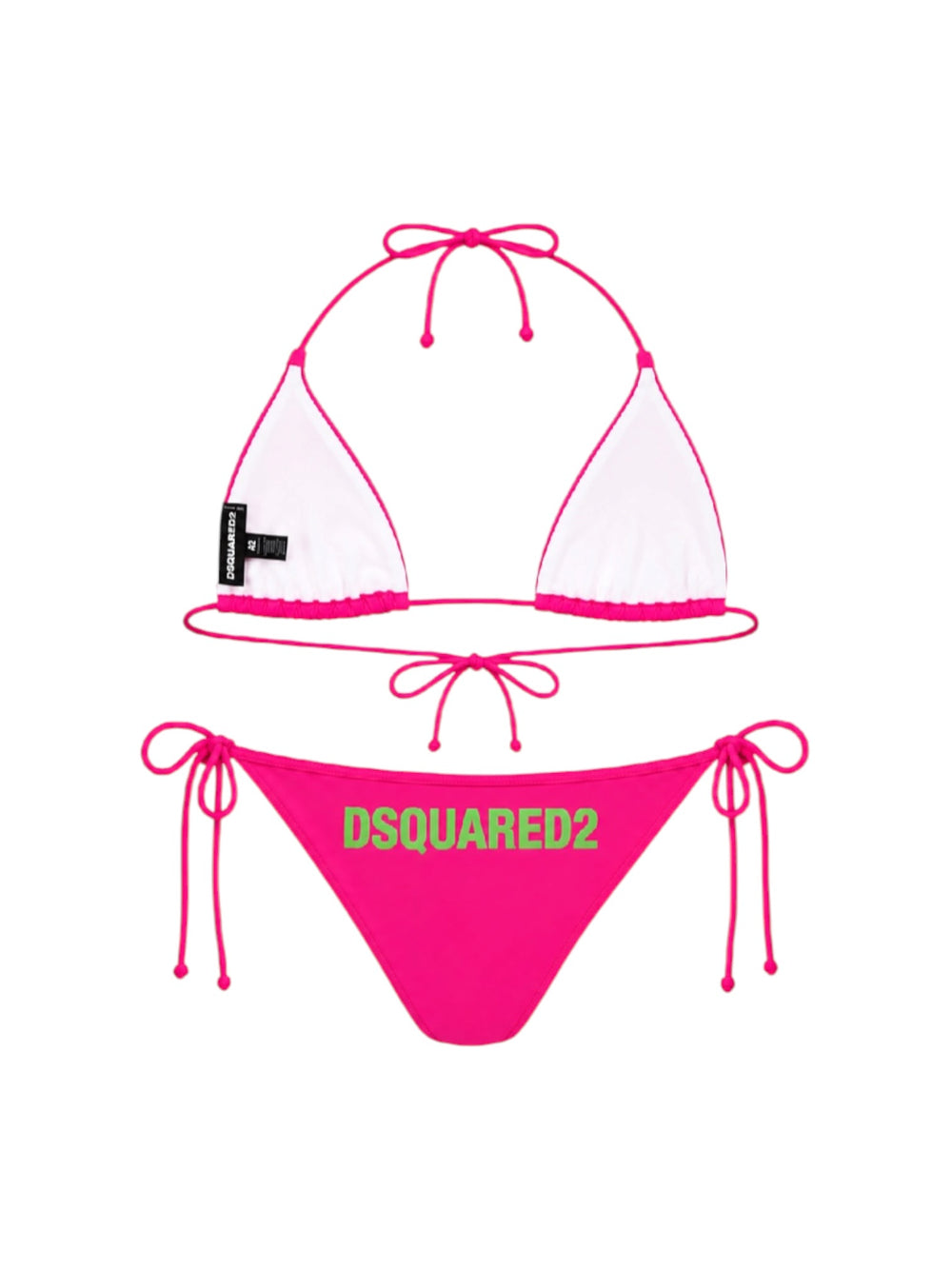 HOT PINK BIKINI W GREEN LOGO PRINT (NWT/COMES W POUCH)