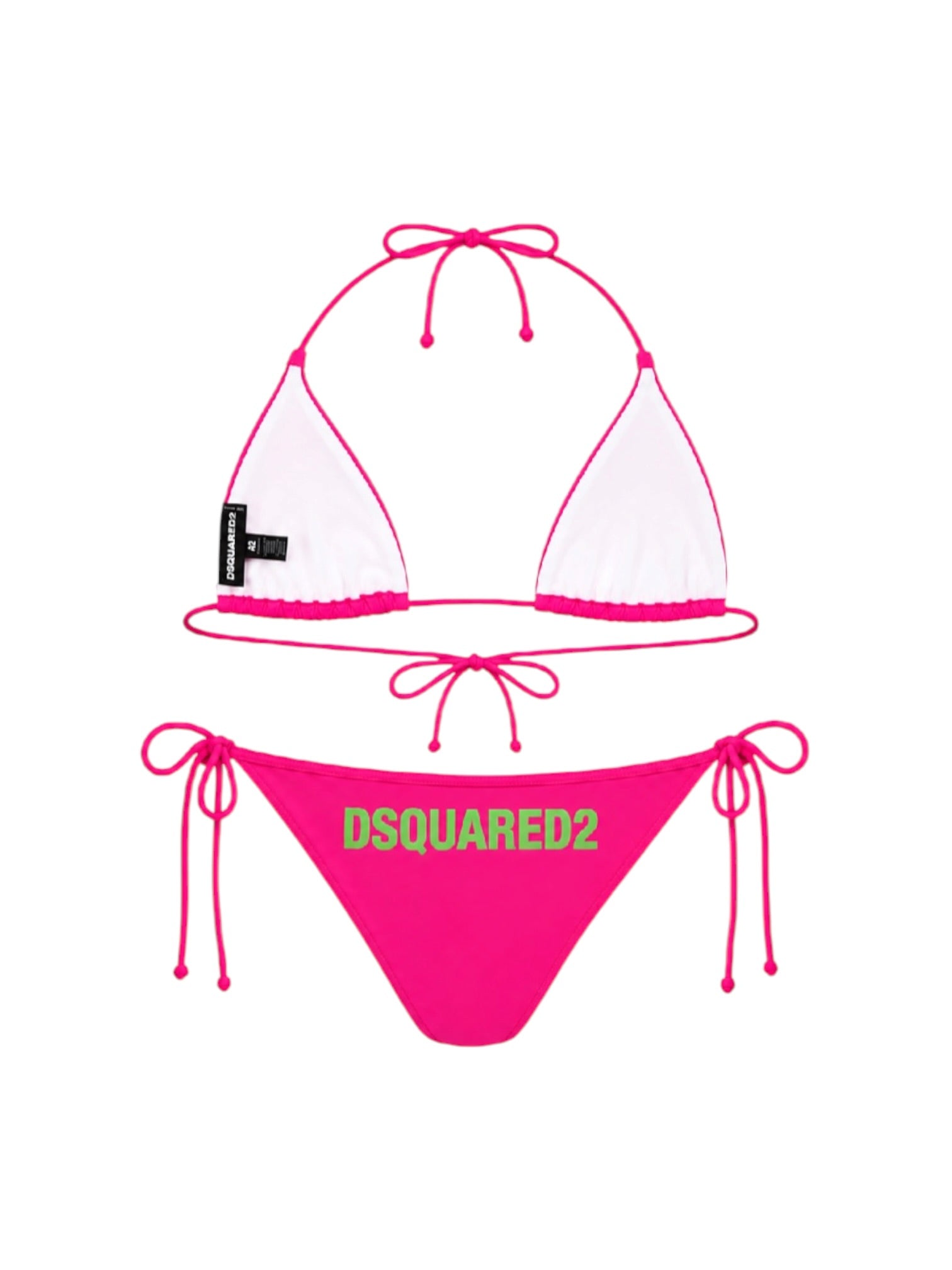 HOT PINK BIKINI W GREEN LOGO PRINT (NWT/COMES W POUCH)