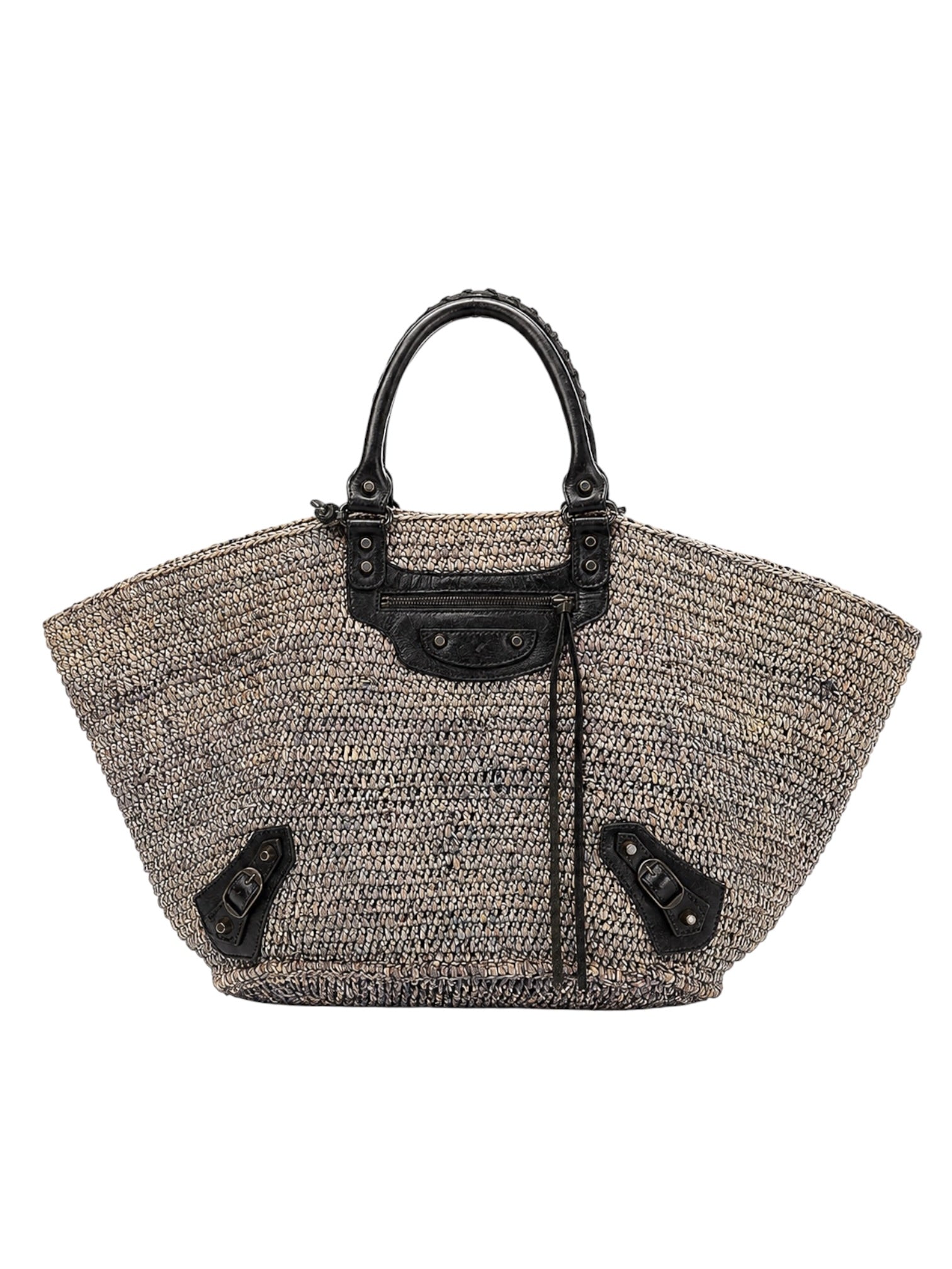 DARK BLUE RAFFIA LARGE RIO BASKET TOTE @FRANMO