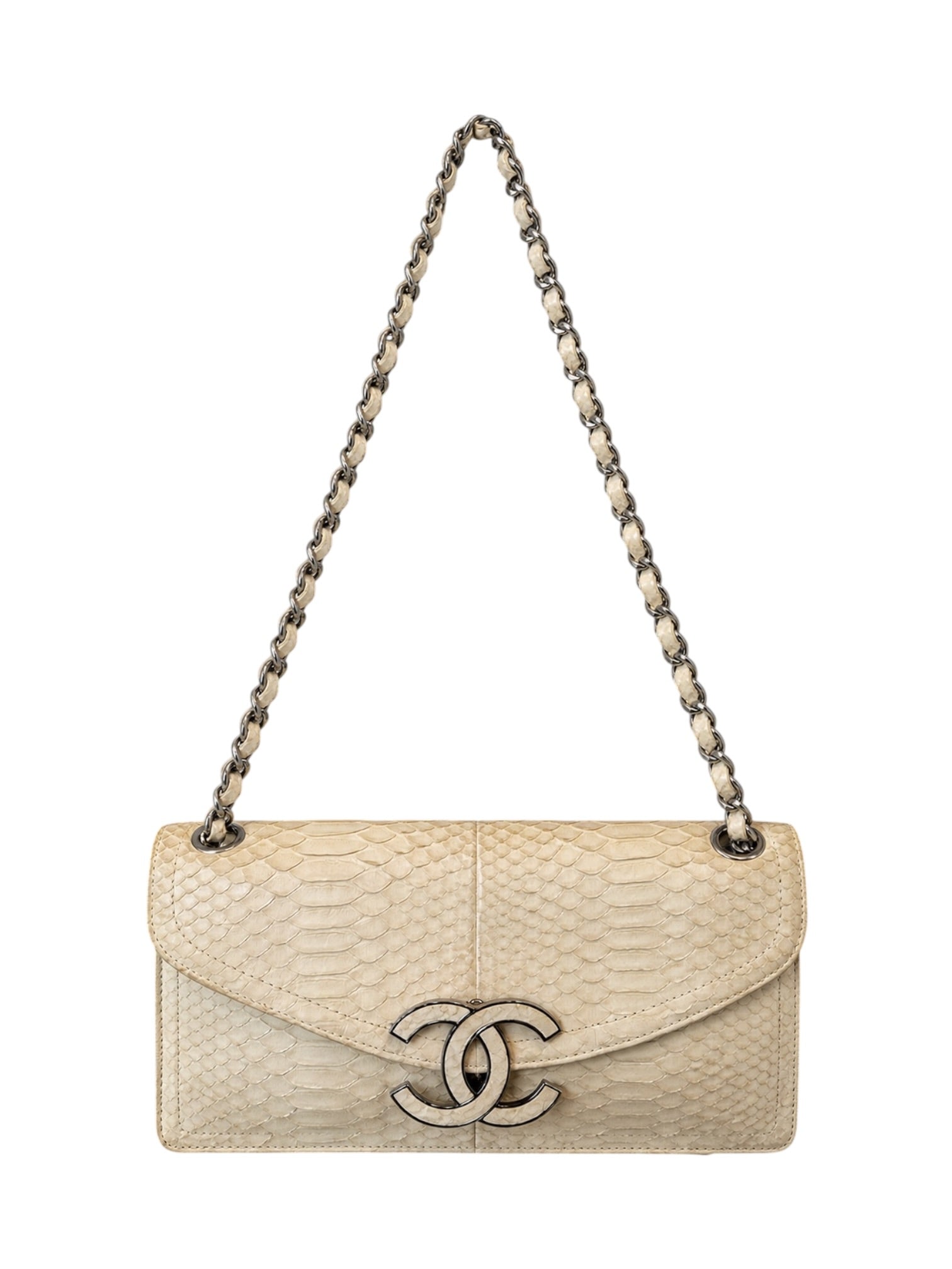 RARE 2006-08 XL 'CC' PYTHON ENVELOPE SHOULDER BAG
