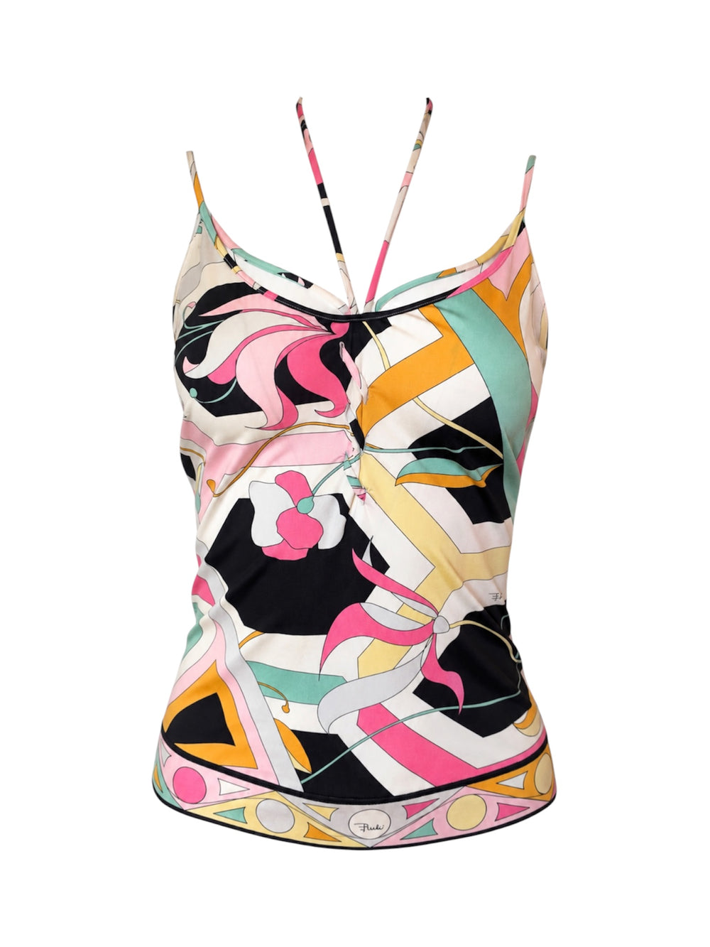 MULTICOLOR ABSTRACT PRINTED SILK TANK TOP