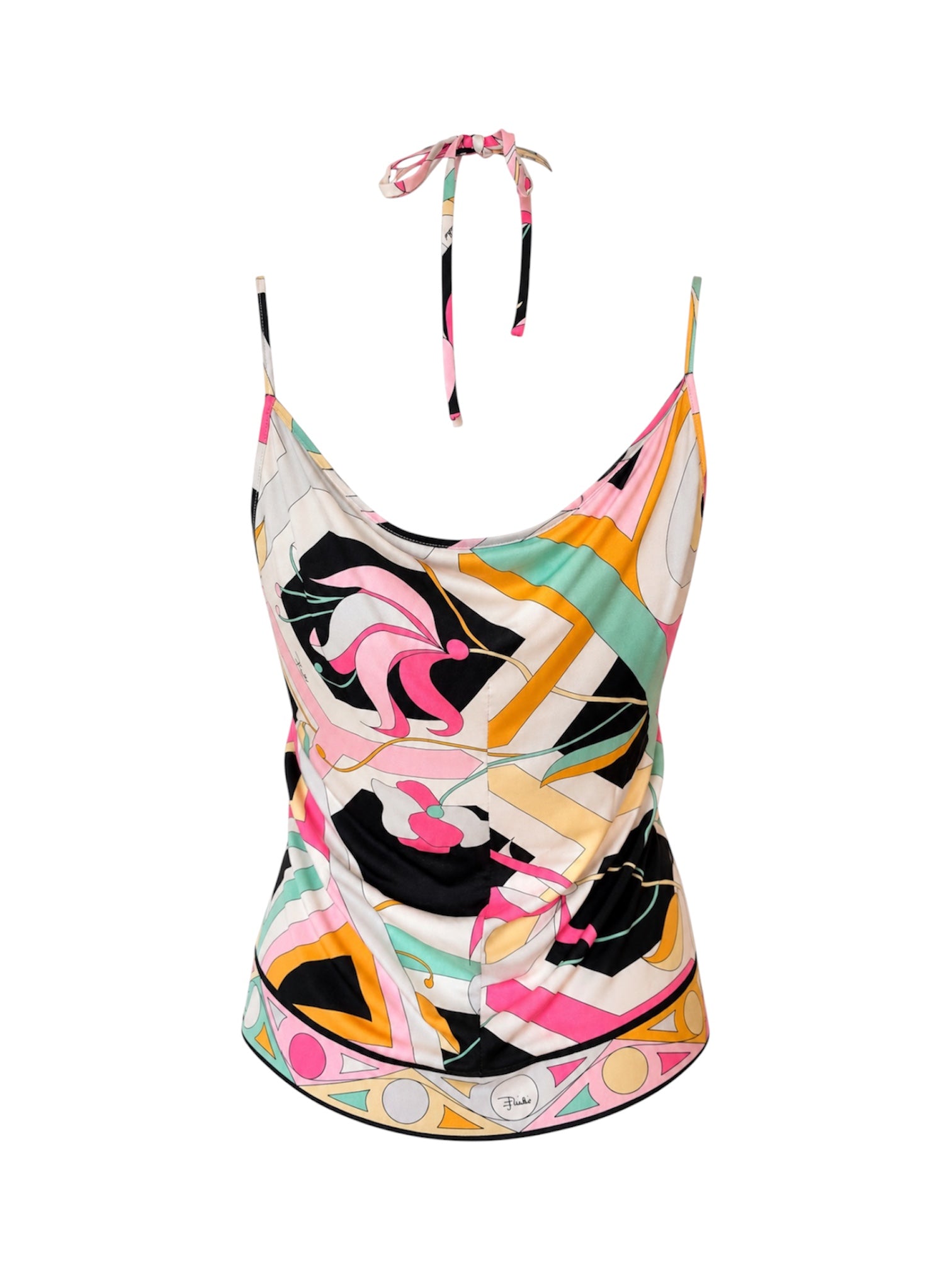 MULTICOLOR ABSTRACT PRINTED SILK TANK TOP
