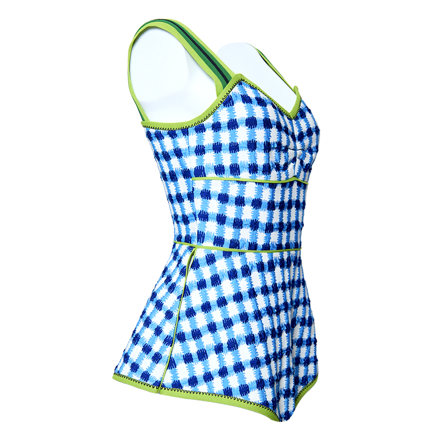 BLUE AND GREEN PLAID TUNIC TOP