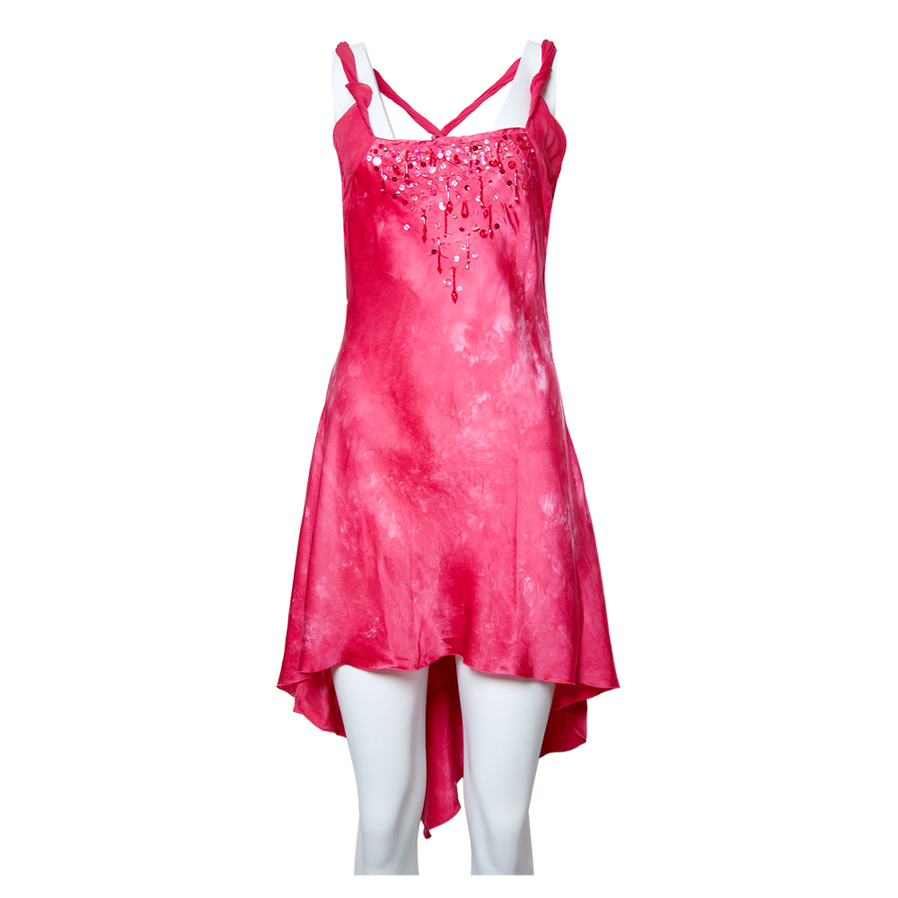 PINK SILK BEADED DRESS