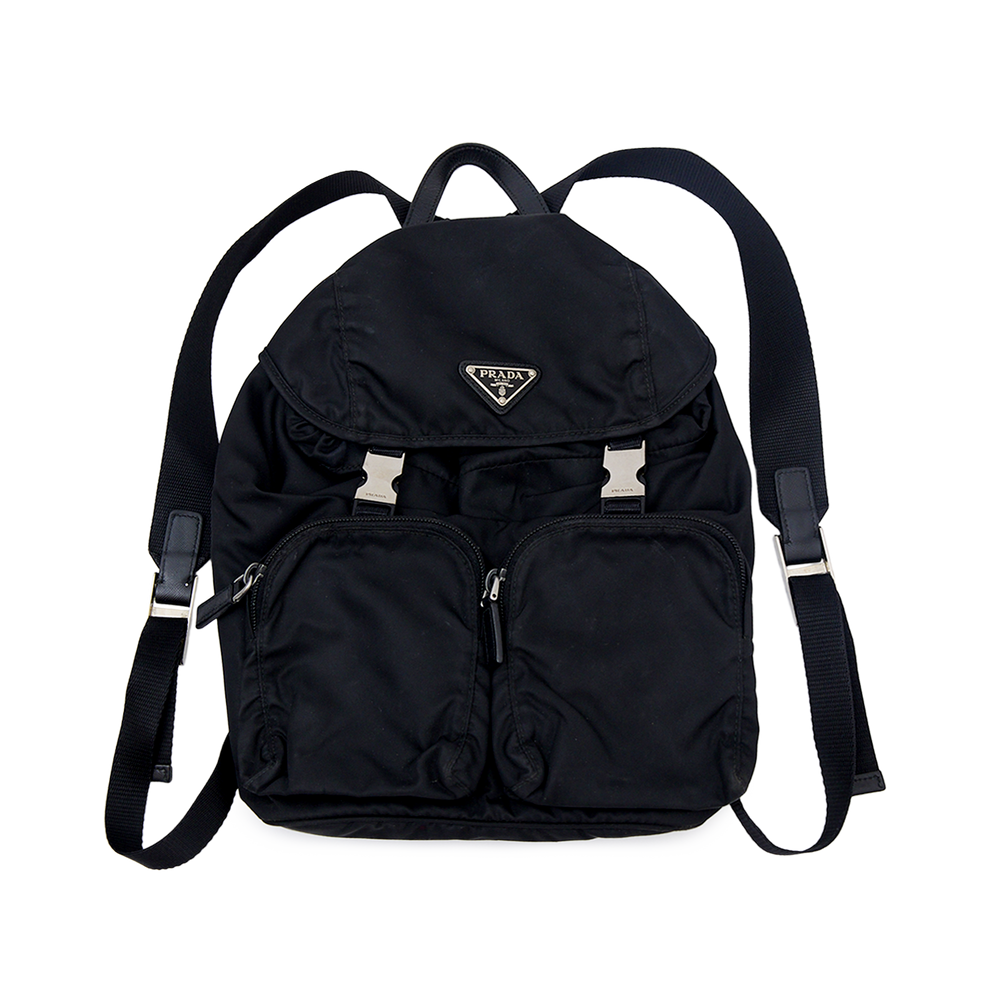 BLACK NYLON SMALL BACKPACK