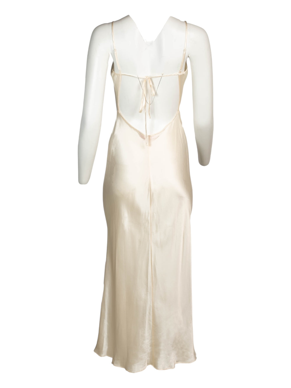 2001 IVORY SILK MAXI SLIP DRESS with LACE & PEARL DETAIL