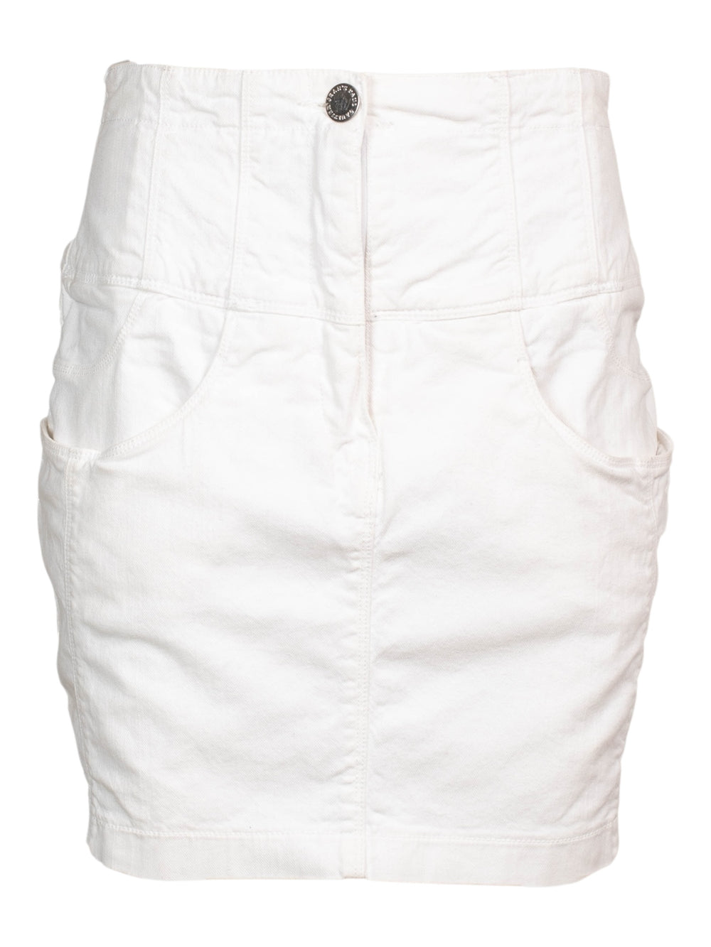 WHITE DENIM CORSET SKIRT