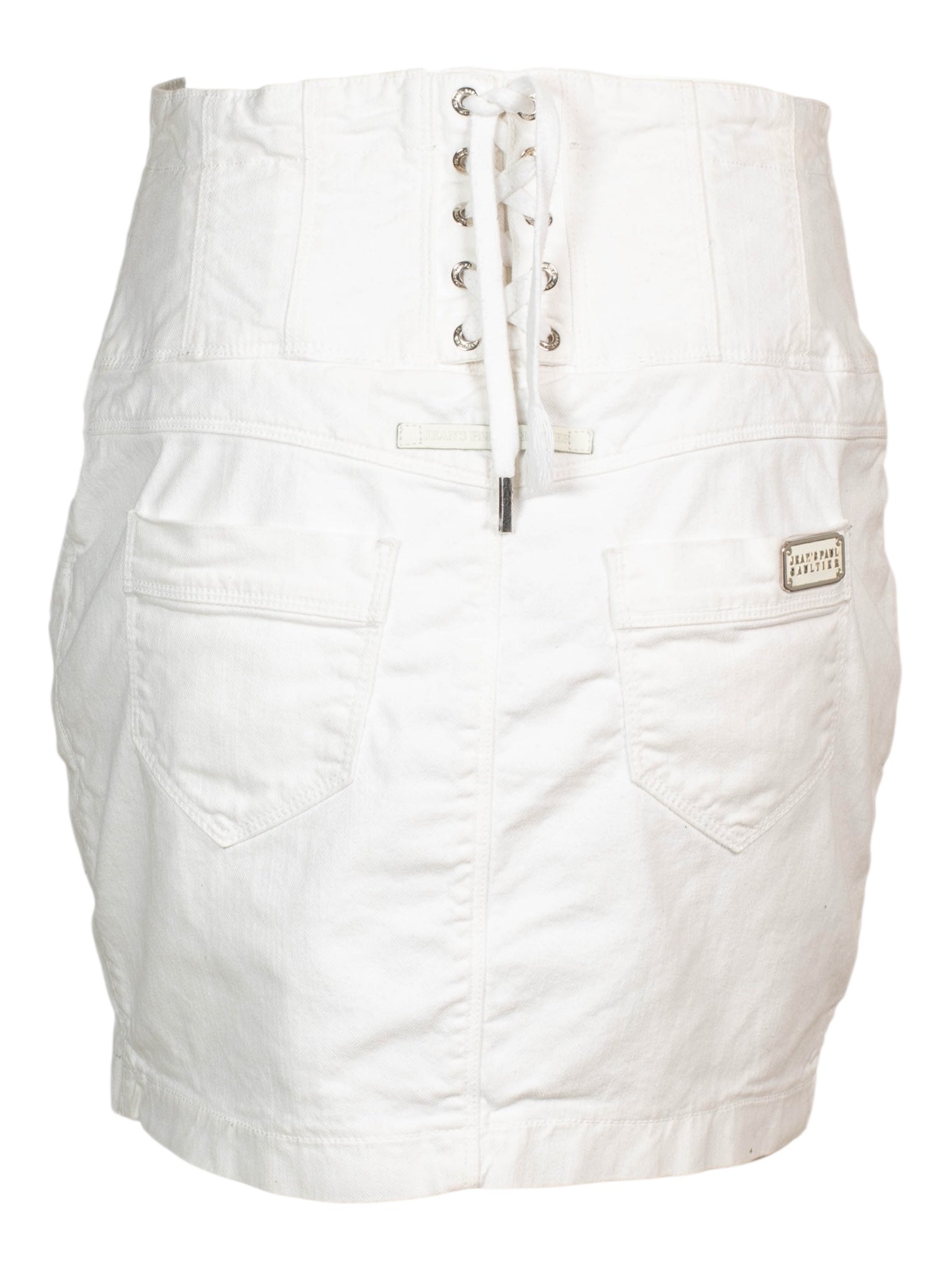 WHITE DENIM CORSET SKIRT