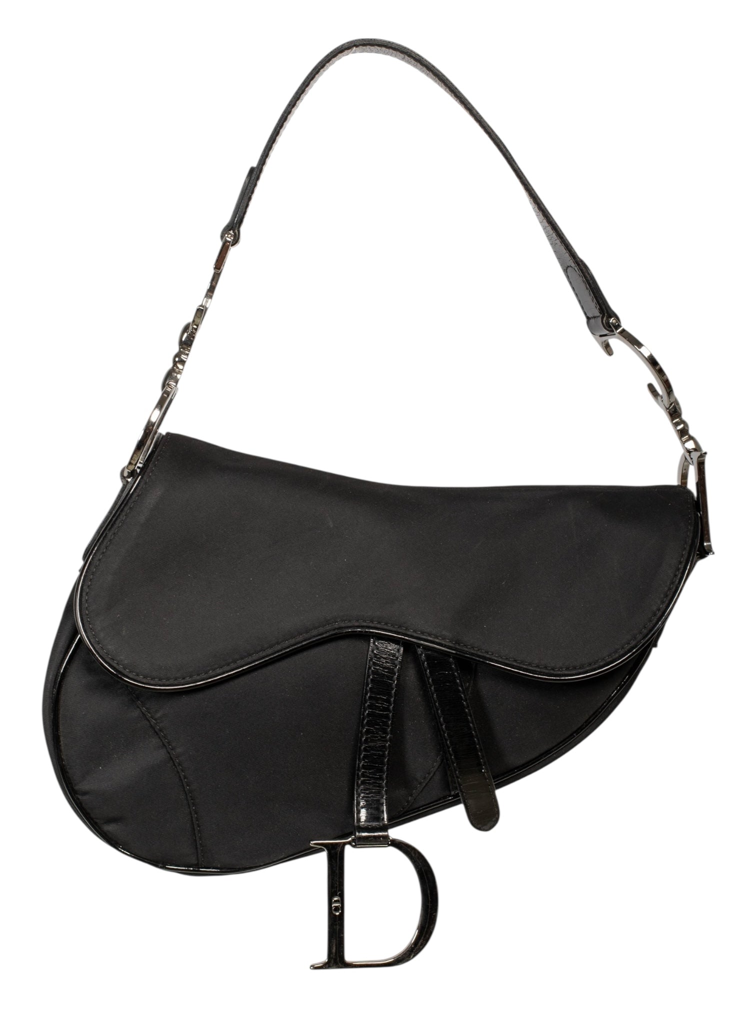VINTAGE BLACK NYLON SADDLE BAG
