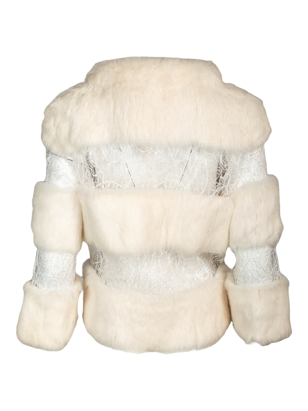 WHITE FUR & LACE CHUBBY COAT