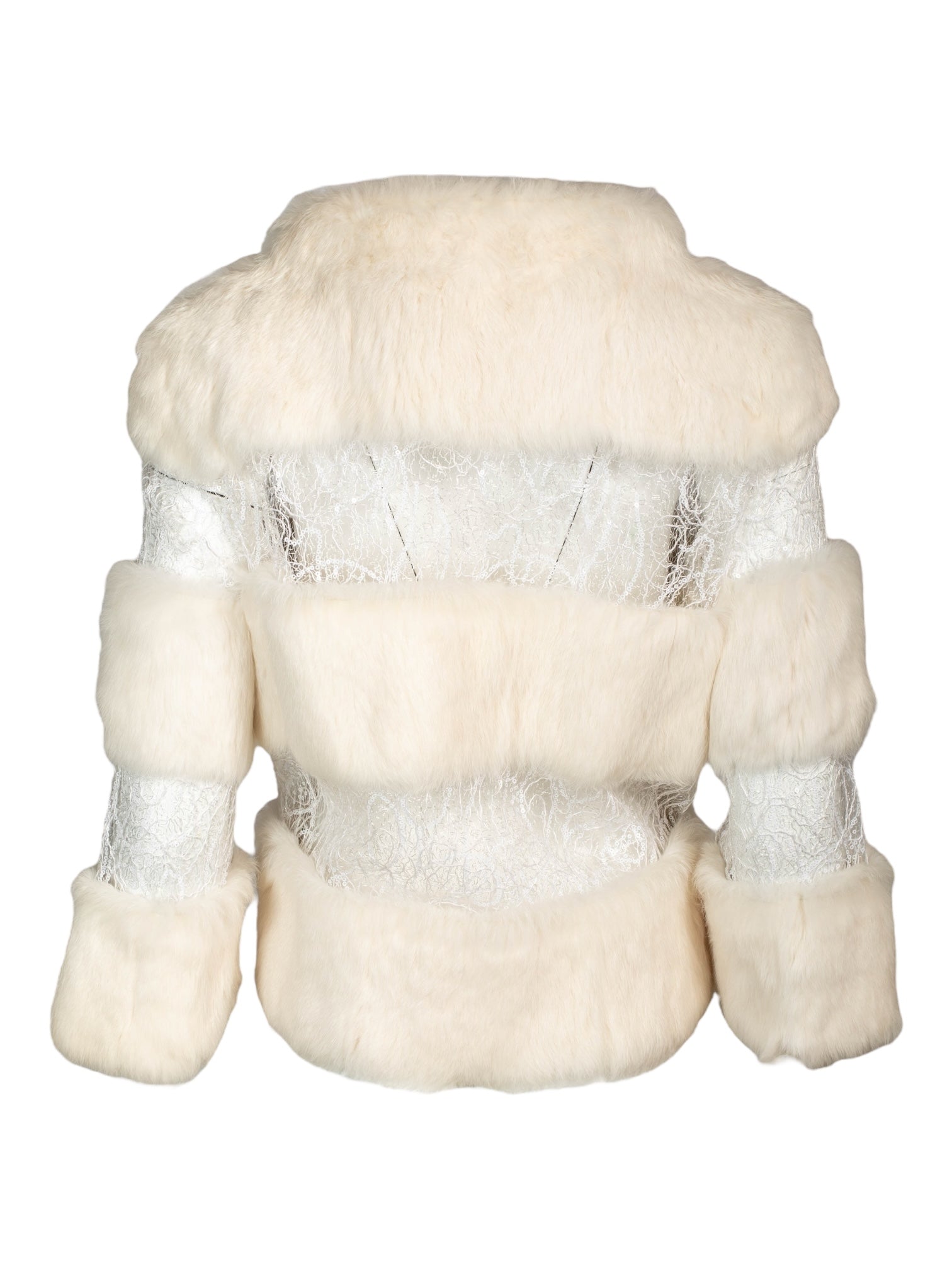 WHITE FUR & LACE CHUBBY COAT