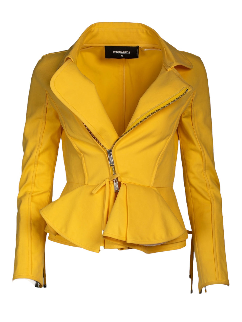YELLOW PEPLUM ZIP UP JACKET