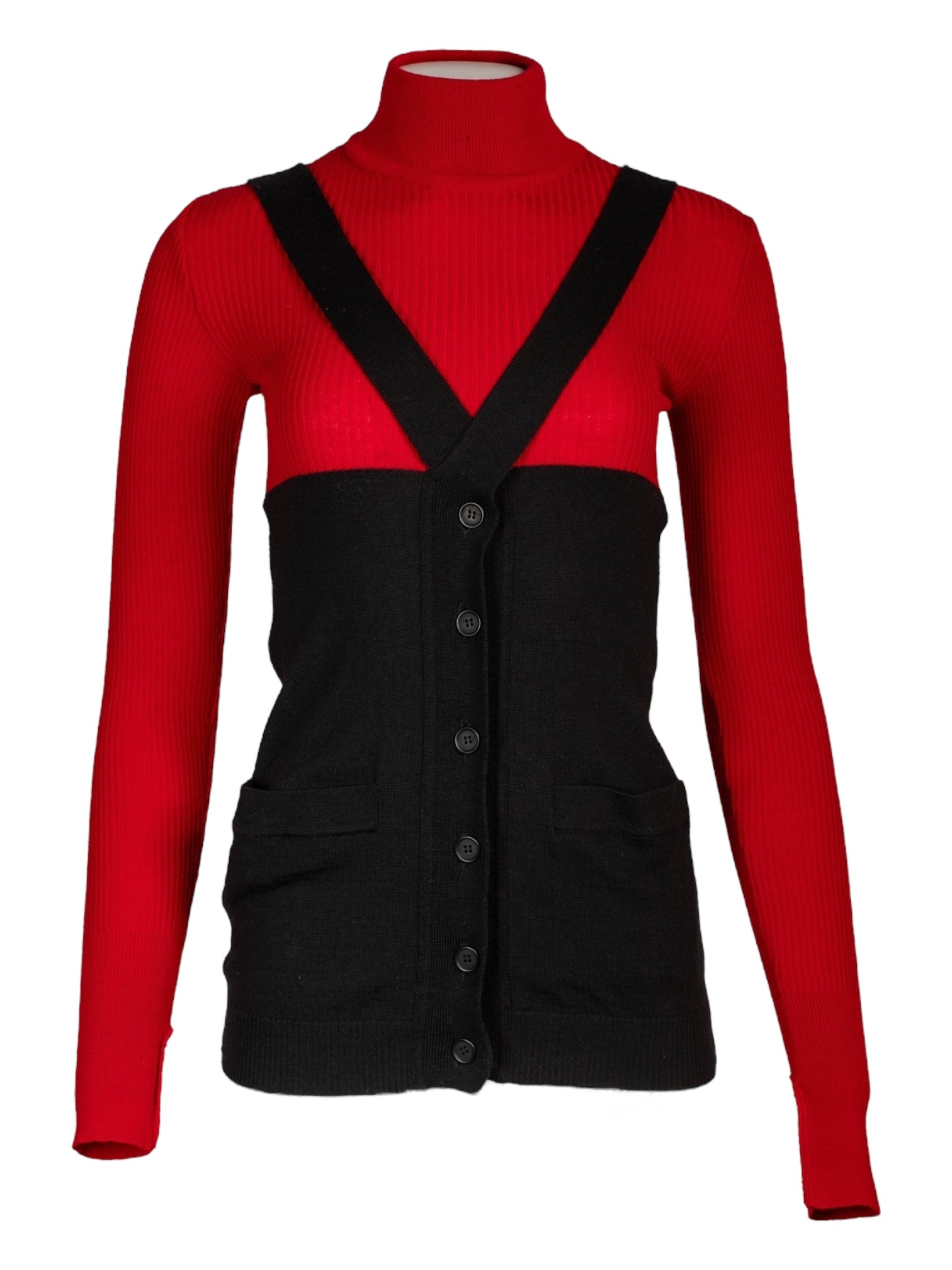 RED & BLACK WOOL SWEATER DRESS