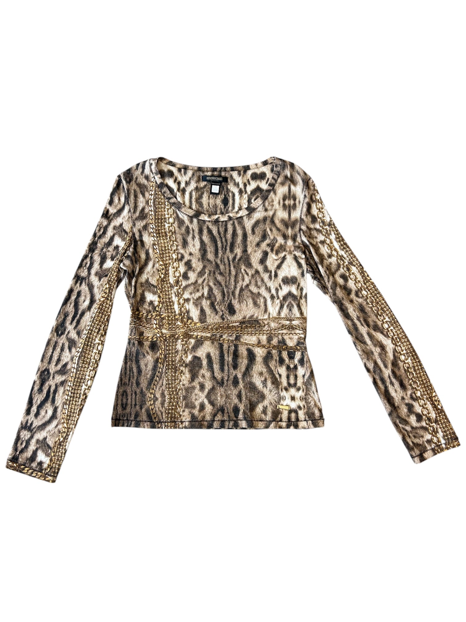 2003 LEOPARD & GOLD CHAIN PRINTED L/S TOP