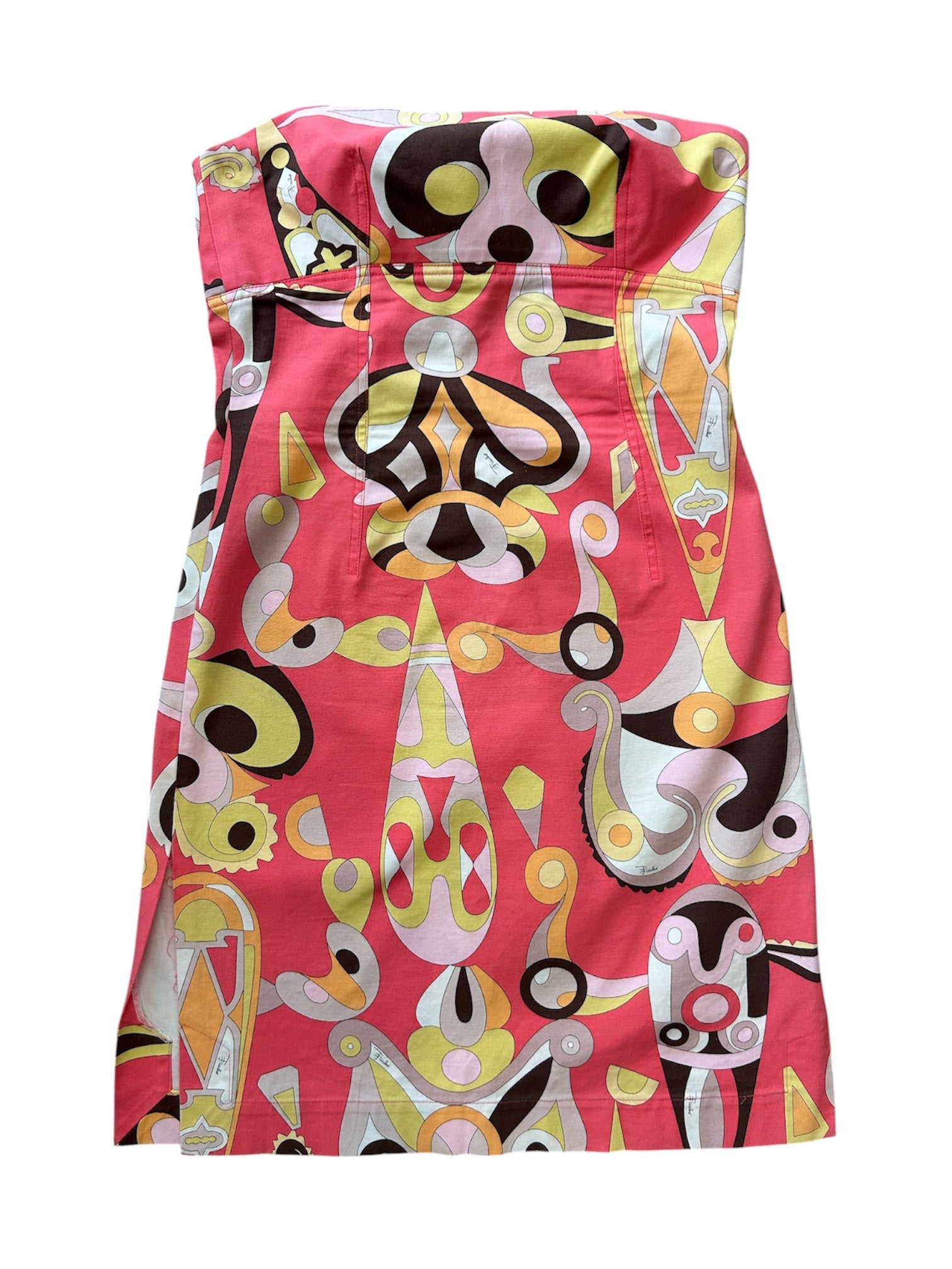 PEACH/ORANGE CLASSIC PRINTED TUBE MIDI DRESS