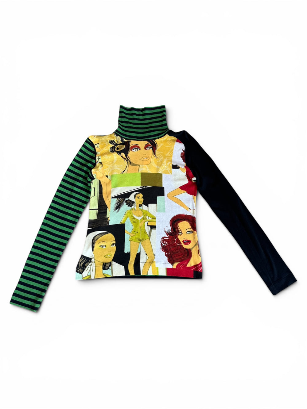 STRIPED & POP ART PRINT TURTLENECK @SM