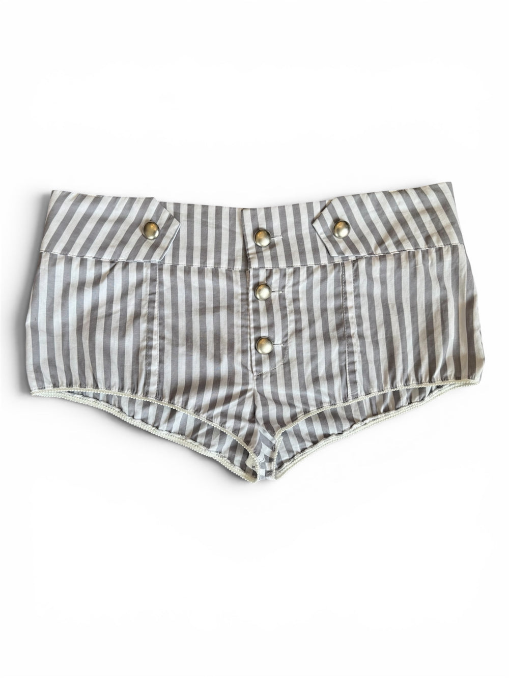 GREY & WHITE STRIPED SAILOR HOT SHORTS