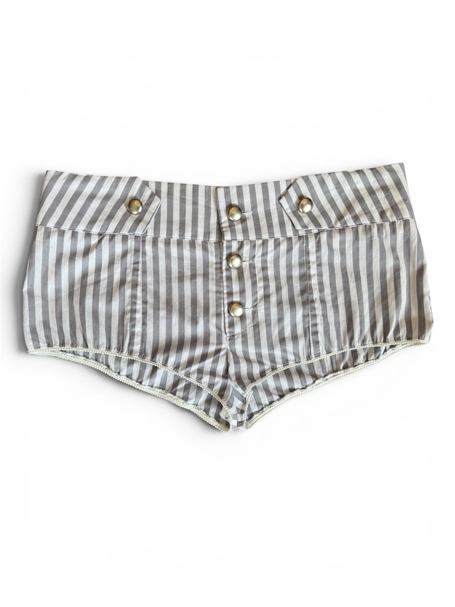 GREY & WHITE STRIPED SAILOR HOT SHORTS