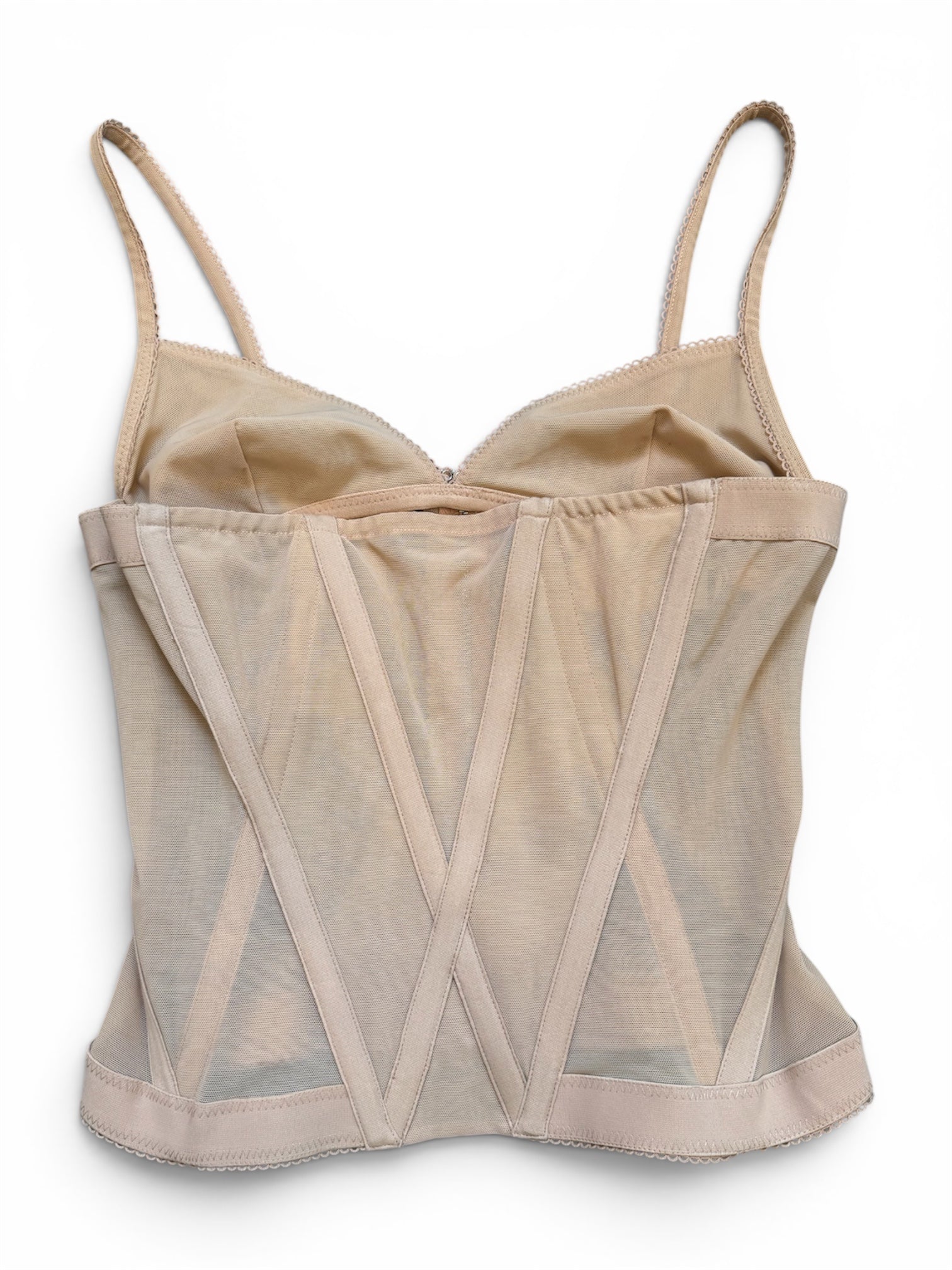 BEIGE MESH CORSET WITH BRA UNDERLAY