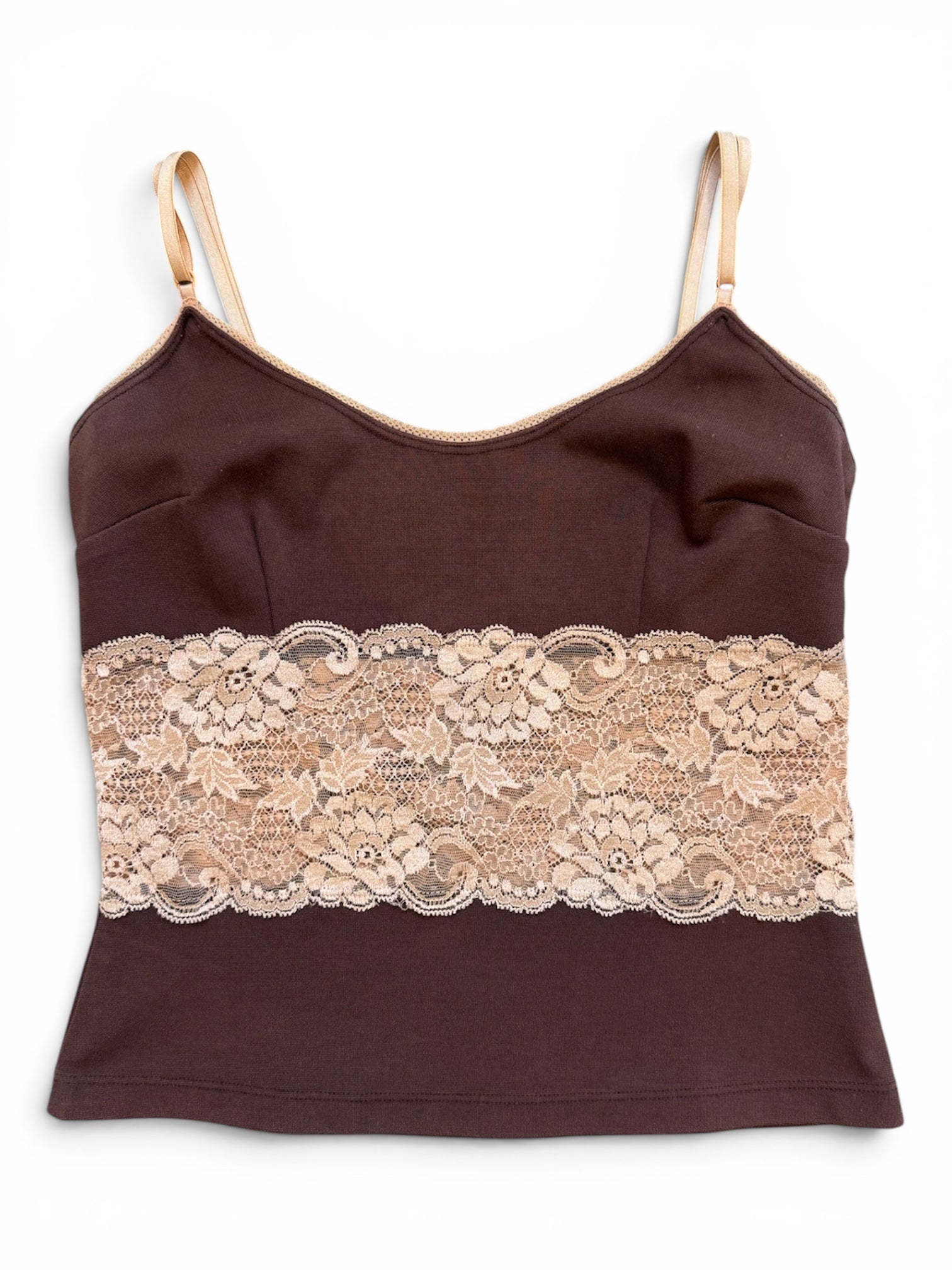 C.1996 BROWN & TAN LACE TANK @FAR