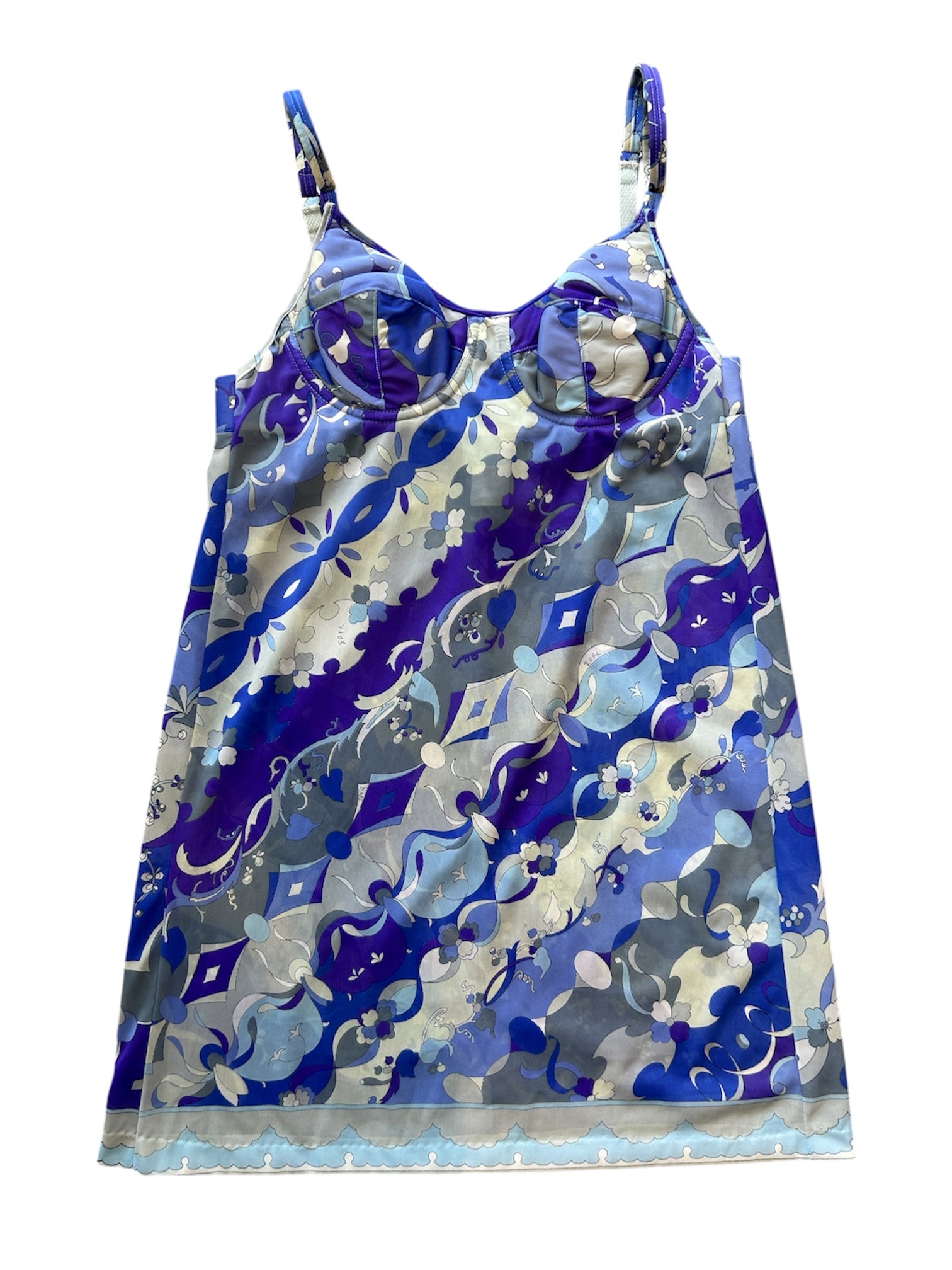 BLUE/PURPLE CLASSIC PRINTED SLIP DRESS
