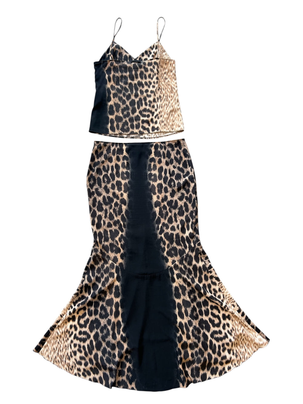 00S BLACK/BEIGE LEOPARD PRINT CAMI/SKIRT SET