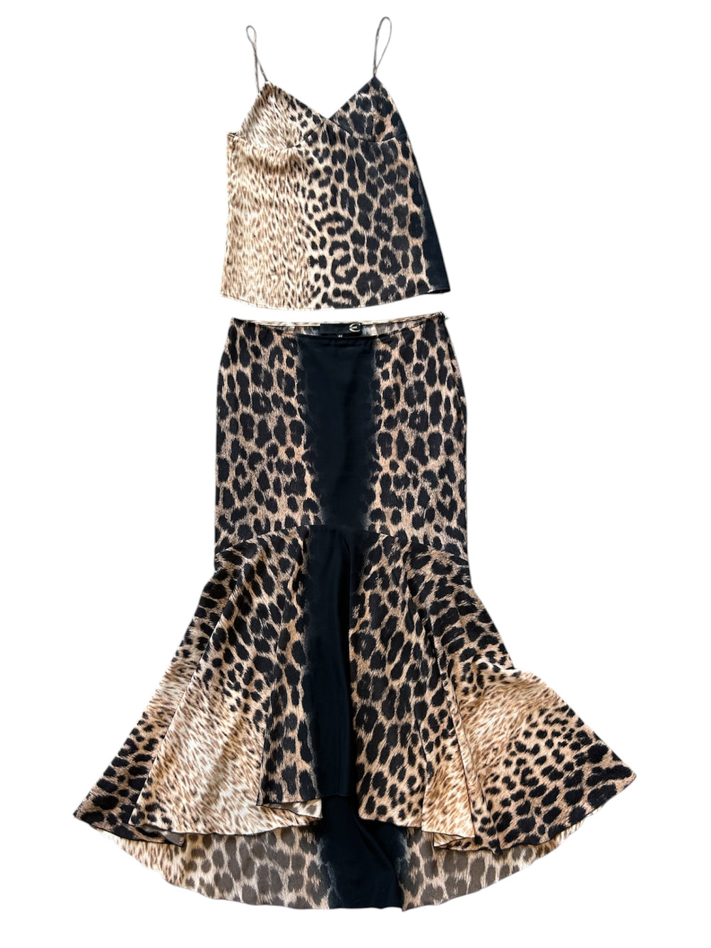 00S BLACK/BEIGE LEOPARD PRINT CAMI/SKIRT SET