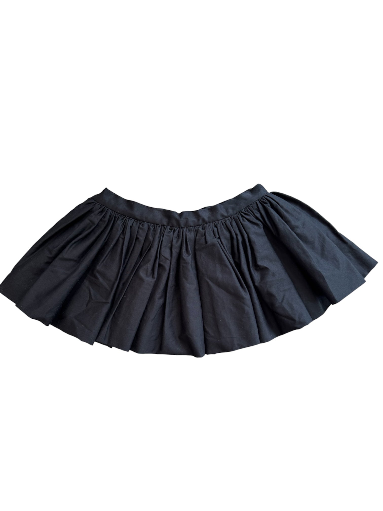 BLACK COTTON PLEATED MICRO BUBBLE SKIRT