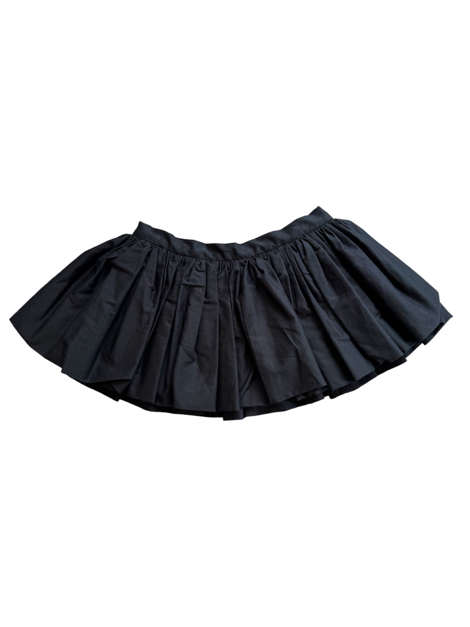 BLACK COTTON PLEATED MICRO BUBBLE SKIRT