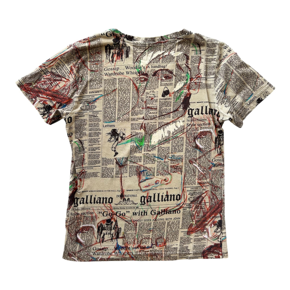 BROWN NEWSPAPER PRINTED VNECK TOP @AVH