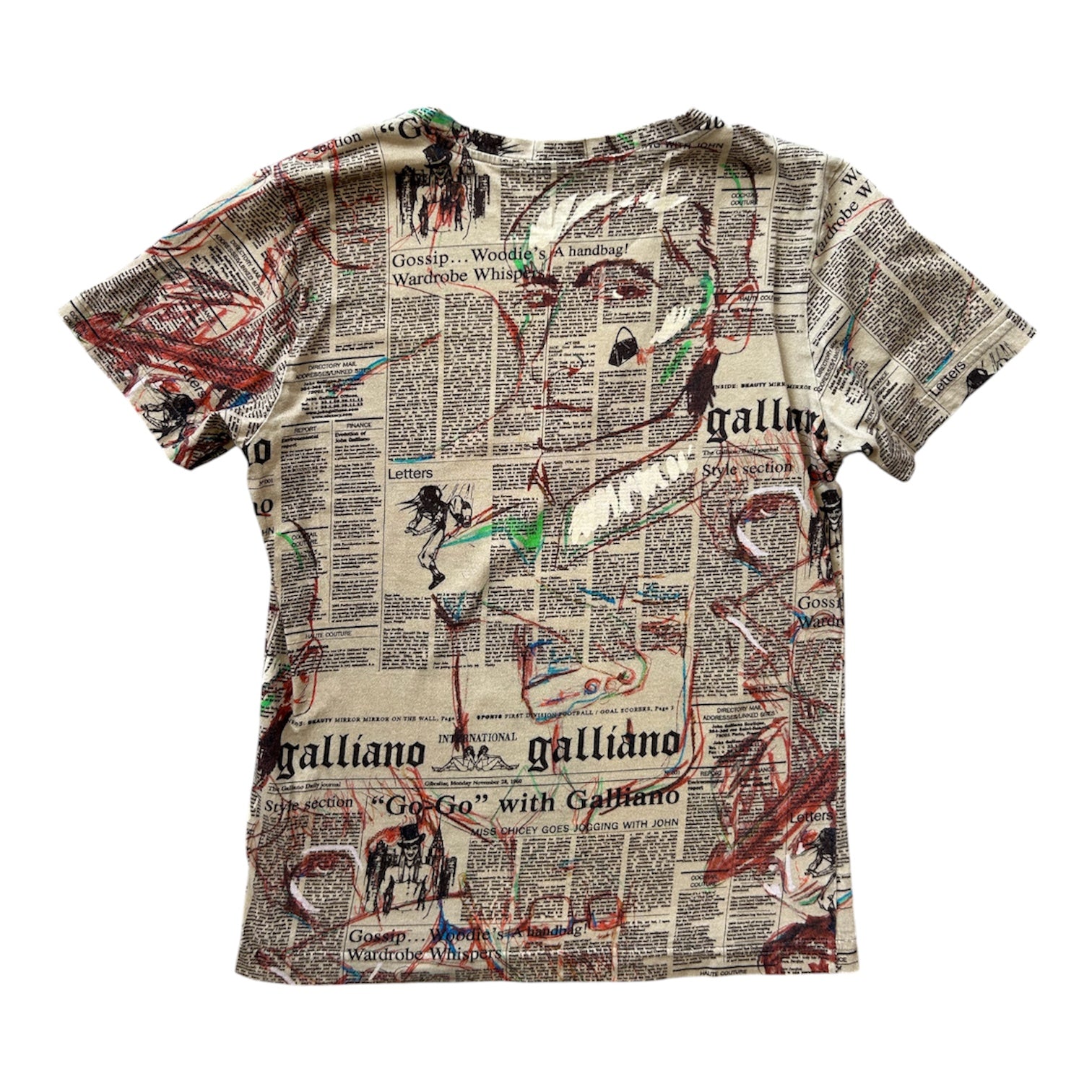 BROWN NEWSPAPER PRINTED VNECK TOP @AVH