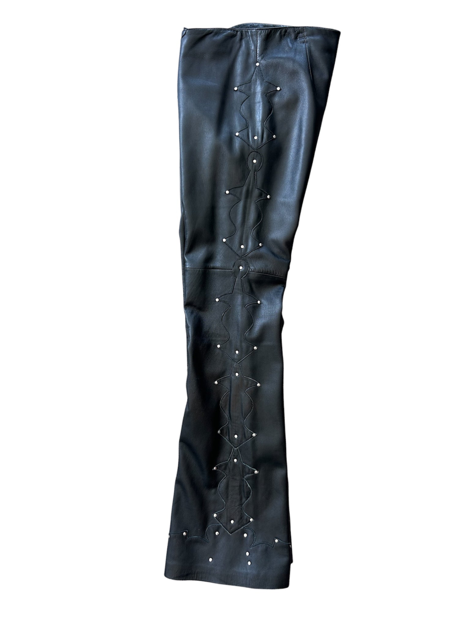 00S BLACK FLARED LACE UP LEATHER PANTS @EA