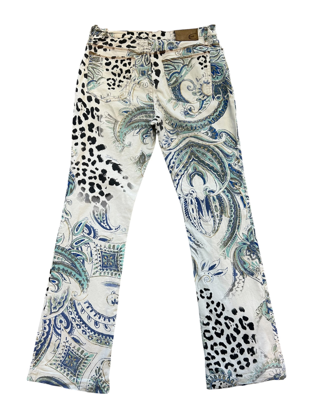 SS04 WHITE/BLUE PAISLEY/ANIMAL PRINTED JEANS