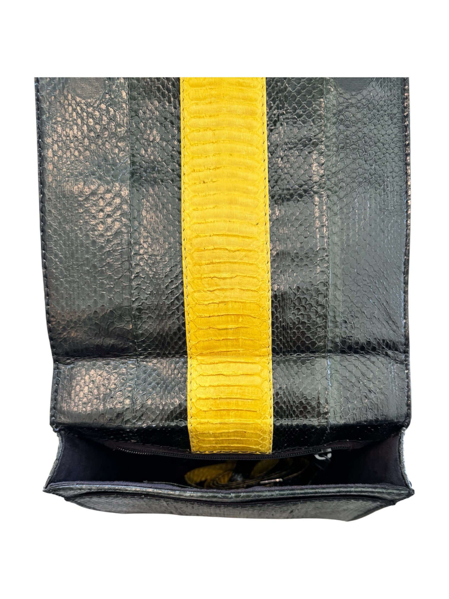 BLACK/YELLOW SNAKESKIN PAINTED SNAKE HANDBAG @MCC